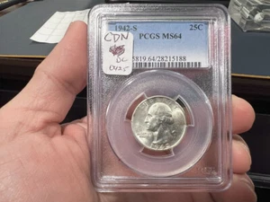 1942-S 25c Washington Silver Quarter PCGS MS64 (DC) - Picture 1 of 3