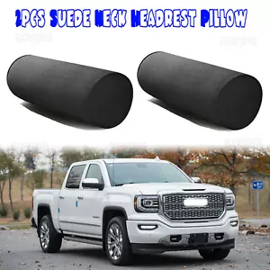 2Pcs Suede Neck Headrest Pillow Cervical Spine Protection Cushion For GMC Sierra - Picture 1 of 11