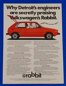 1975 VOLKSWAGEN RABBIT ORIGINAL VW PRINT AD $2999 GLOBAL GERMAN 38 MPG EXPORT - Picture 1 of 1