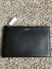 MICHAEL KORS COLLECTION BLACK LARGE SLIM ZIP CARD CASE POUCH WALLET CLUTCH $195
