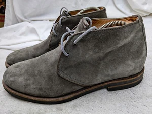 Aquatalia Carlos Mens 9.5 Gray Suede Waterproof Lace Up Chukka Boots Italy Made - Picture 1 of 10