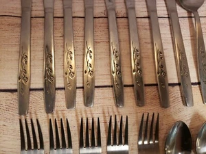 21 PC VTG REGENT SHEFFIELD SPRING BREEZE STAINLESS STEEL SILVERWARE JAPAN ROSE  - Picture 1 of 5