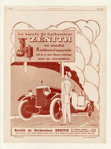 "CARBURATEUR ZENITH" Annonce originale entoilée L'ILLUSTRATION 07/06/1924 HEMJIC - Picture 1 of 1