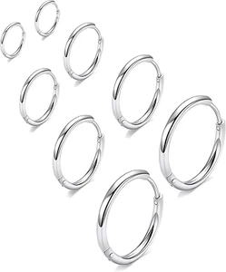 316L Surgical Stainless Steel Huggie Hoop Earrings 6Mm 8Mm 10Mm 11Mm 12Mm 14Mm H - Picture 1 of 12