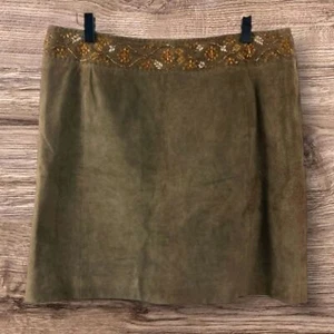 VTG Worth Leather Women's Beaded Brown Suede Mini Skirt size 10 - Picture 1 of 6