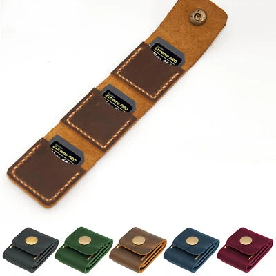 Leather Memory Card Box Holder Case Micro Wallet Pouch Storage SD Carrying Case - Image 1 of 4
