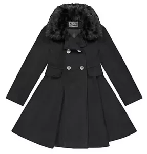 NWT Rothschild Princess Dress Coat Rem. Faux Fur Trim Black - 6X, 7/8,10/12, 14 - Picture 1 of 3