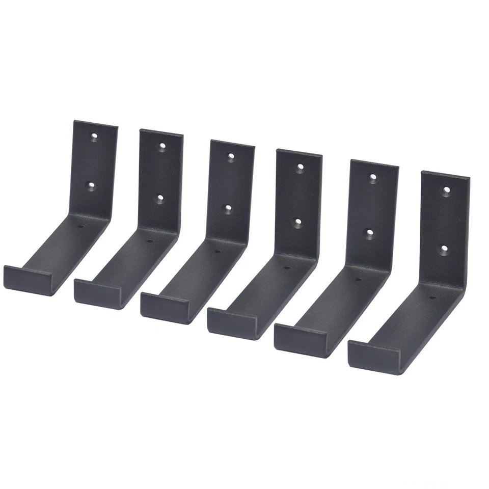 Evolf Shelf Brackets Heavy Duty J Floating Metal Shelves Wall Mounted - 6 Pack - Image 1 of 4