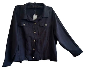 New BEME Black Everyday Linen Blend Jacket-Size 22 - Picture 1 of 2