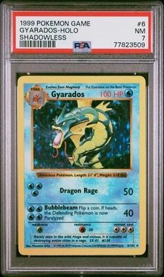 [PSA 7] Gyarados 6/102 Base Set Shadowless Holo Rare Vintage WOTC Pokemon Card - Image 1 of 2