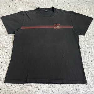 Filson T-Shirt Men's XL Black Smichrome Charcoal Red Stripes Ship Heavyweight - Picture 1 of 7