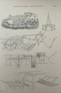 Antique Print c.1877 | Agricultural Implements | Victorian Farming Engraving - Picture 1 of 13