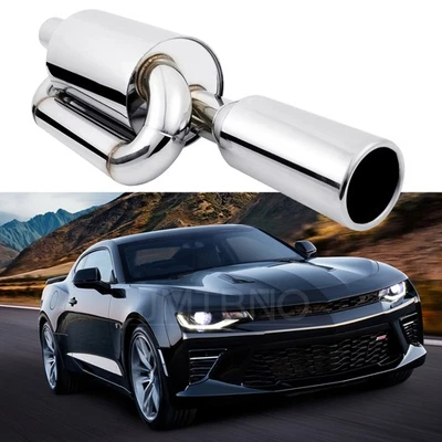 Resonador silenciador punta de escape doble bucle 2,5" entrada 4,0" para Chevrolet Camaro SS Foto 1 de 4
