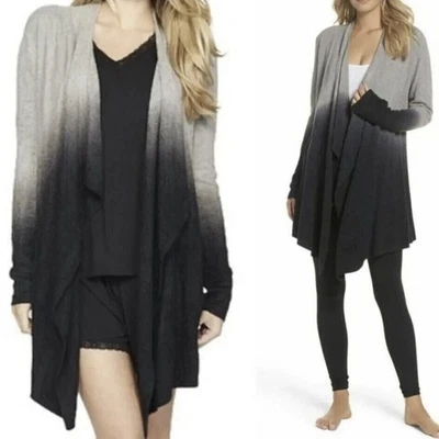Barefoot Dreams Bamboo Chic Lite Ombre Open Front Cardigan Gray Taupe Size 2X - Image 1 of 4