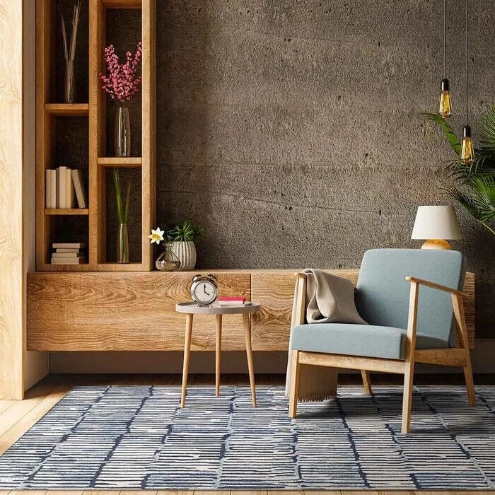 Modern Hand Tufted Blue Rug For Bed And Living Room 6x9 ft 8x10 ft 9x12 ft - Image 1 of 4