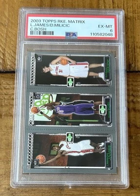 Lebron James Chris Bosh Darko Milicic 2003 Topps RKE Matrix PSA 6 EX-MT RC Foto 1 de 2