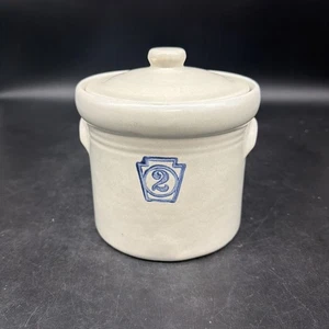Tarro de barro PFALTZGRAFF EE. UU. 'Yorktowne Blue Keystone MEDIANO BOTE con tapa (#508) - Imagen 1 de 9