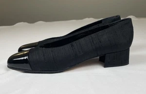 Coup d’Etat Women's Vintage Low Block Heels Black Capped Toe Shoes 10 W - Picture 1 of 10