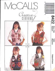 8422 UNCUT McCalls Schnittmuster Jungen Mädchen Kreativ Kleidung Westen Applikationen  - Bild 1 von 2