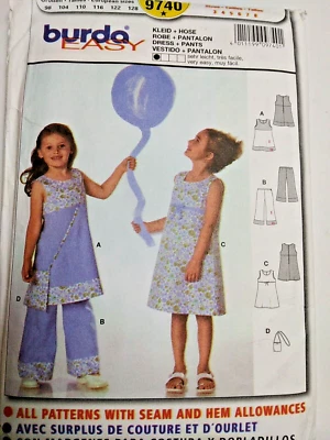 Jumper Dress Pants Girls 3 4 5 6 7 8 Burda 9740 Easy Sewing Pattern Summer CUT - Image 1 of 4