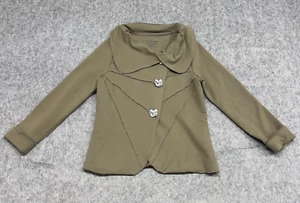 Neon Buddha Jacket Womens XS Olive Green Asymmetrical Cowl Neck Stretch Blazer - Picture 1 of 15