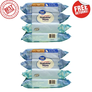 Great Value Flushable Wet Wipes, Fresh Scent, 8 Packs of 42 Wipes, 336 Wipes - Picture 1 of 15