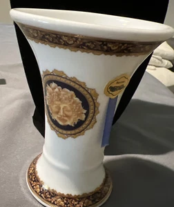 Limoges Porcelain Vase Gold~Green Bacchus T. France 5" Tall with original Tag - Picture 1 of 12