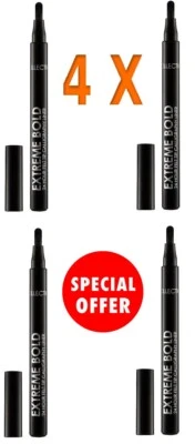 4 X COLLECTION EXTREME BOLD 24 HOUR CALLIGRAPHY FELT TIP LIQUID EYELINER BLACK  - Image 1 of 3