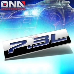 ALUMINUM STICK ON POLISHED CHROME BLUE 7.3L 7.3 L DECAL EMBLEM TRIM BADGE LOGO - Picture 1 of 3