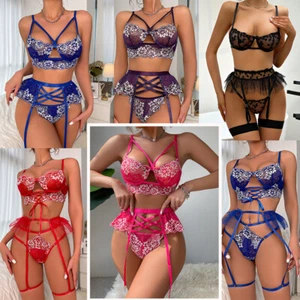Women Sexy Garter Belt Lingerie Set Lace Babydoll Sleepwear Underwear Nightwear - Picture 1 of 49