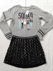 NWT Justice 2 PC Girl's SQUAD Midi top and matching skirt Sz 12  - Picture 1 of 3