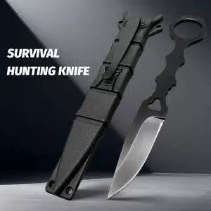 Neu 440C Klinge Ganzstahlgriff Nylonscheide Survival Jagdmesser - 22 - Bild 1 von 14