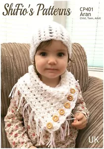 Crochet Pattern for Childs, Teen, Adult, Neck Warmer Scarf and Hat, CP401 - Picture 1 of 6