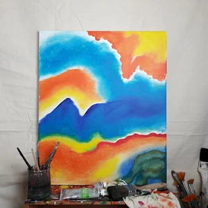 Buntes Gemälde 60x50 cm "Das Leuchten" Original Malerei auf Leinwand, abstrakt - Bild 1 von 13