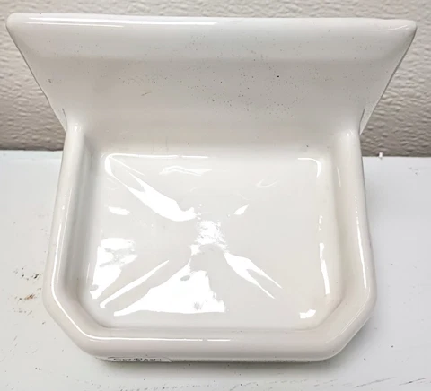 Vintage White Porcelain Bathroom Fixtures - Antique Soap Dish Cover
