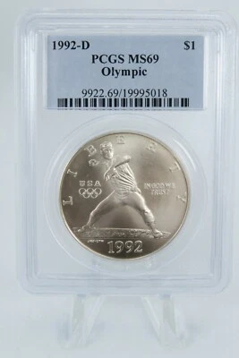 1992-D PCGS MS69 Olympic Modern Commemorative Silver Dollar Business Strike $1 - Image 1 of 2