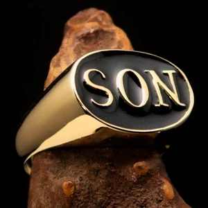SON RING, OVAL MENS RING, COSTUME RING, LETTER RING, ONE WORD SON BLACK SIZE 14 - Picture 1 of 5