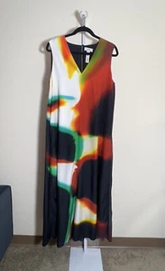 COS Lea Colombo Dress Size 10 Womens Black Print Maxi Oversized Silk Blend Rare - Picture 1 of 11