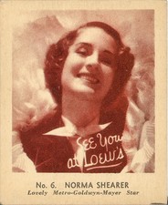 1940 Ridley's Screen Snappie Non Sport Trading Card #6 NORMA SHEARER
