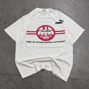 rare vintage 80s puma eintracht frankfort logo futbol tshirt large soccer white - Picture 1 of 6