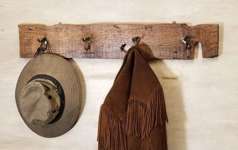 Antique Coat/Hat Wall Rack Reclaimed Live Edge Wood  Rustic Farm House Décor 34" Cover
