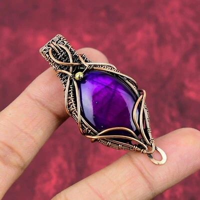 Purple Fire Labradorite Pendant Copper Wire Wrapped Jewelry Gemstone Pendant - Image 1 of 4