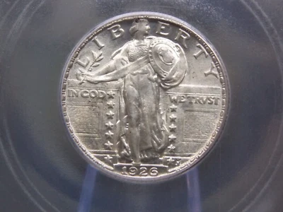 1926 "P" Standing Liberty SILVER Quarter SLQ 25c ICG MS62 #801 Unc ECC&C, Inc. - Image 1 of 4