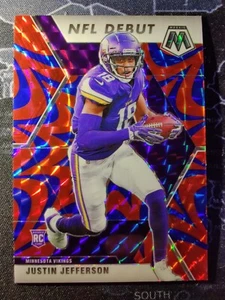 Justin Jefferson Red Blue Prizm Rookie Card NFL Debut  Mosaic 2020 Vikings #270 - Picture 1 of 4