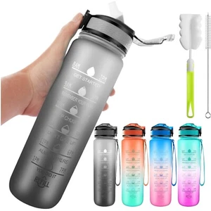 Wasserflasche Trinkflasche Wasser Flasche 1L Wiederverwendbar & Reinigungsbürste - Bild 1 von 2