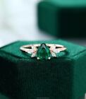 14k Gold Emerald Moissanite Promise Gift Statement Engagement Ring For Women