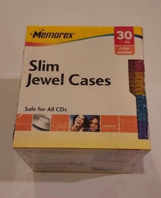 NEW Memorex Multi-Color Slim Jewel Cases 30 Pack - CD DVD CD-ROM CD-R CD-RW  New - Image 1 of 4