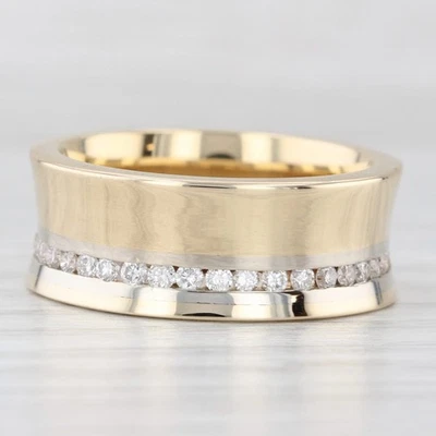0.50ctw Diamond Contoured Eternity Ring 14k Yellow Gold Size 7 Wide Band - Image 1 of 4
