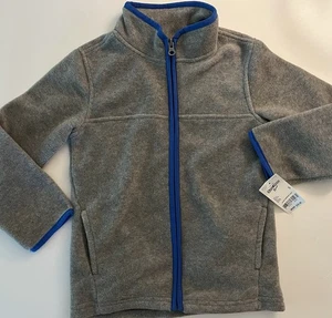 NWT Boys 5 OSHKOSH BGOSH Gray Fleece Liner Zip JACKET Pockets High Neck - Picture 1 of 5