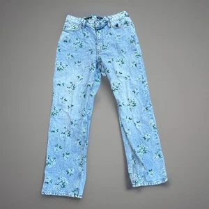 Wild Fable Flowered Jeans Straight Leg Size 10 Flower Print! - Picture 1 of 7
